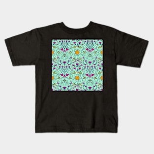 Hummingbird and Flowers Folk Art Pattern Kids T-Shirt